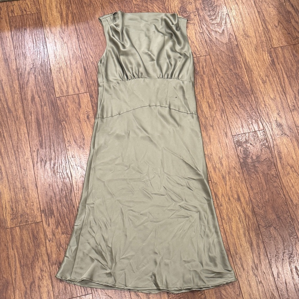 Reformation Dessa Satin Green Midi Dress